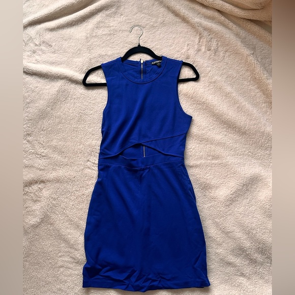 Express Blue Mini Dress with Small Cutout - Picture 4 of 5